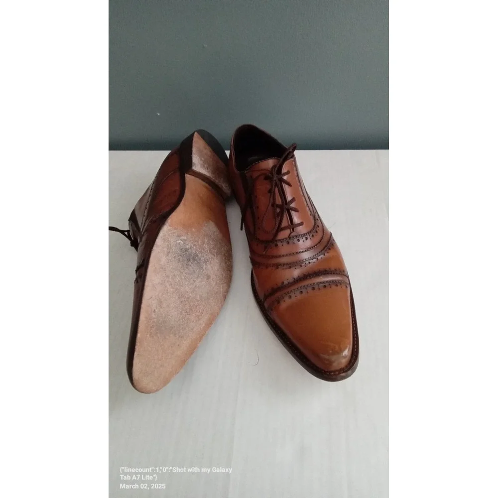 Leather Wingtip Oxford Dress Shoes Brown Lace‎ Up Formal Shoes